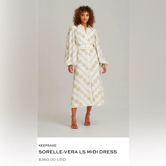 NWT Keepsake The Label Sorelle Vera Long Sleeve Button Down Midi Dress Size 8 - Picture 3 of 15